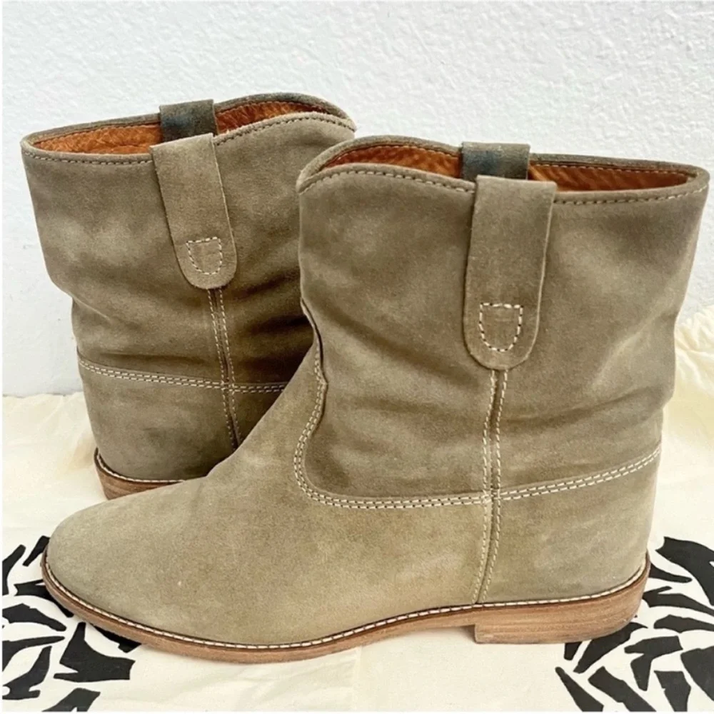 Isabel Marant Etoile Susee Calf Hidden
Wedge Olive Suede Ankle Boots Size 39 - Picture 3 of 12